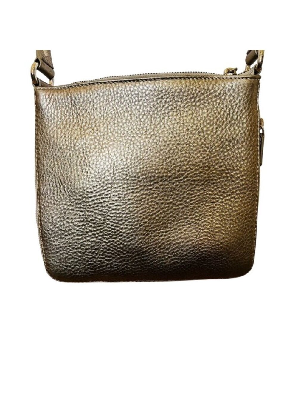 Cole Hahn Womens Bag Sheila Brushed Gold Leather Crossbody Pebbled Quiet Luxury - Picture 3 of 9